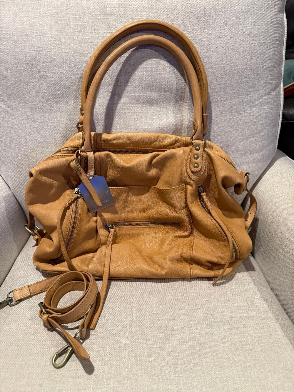 Free People we the Free Emerson Tote Italian Straw EUC